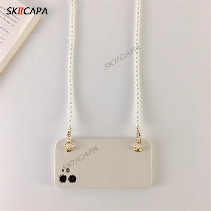 Pearl Crossbody Lanyard Cord Chain Soft Silicone TPU Phone Case