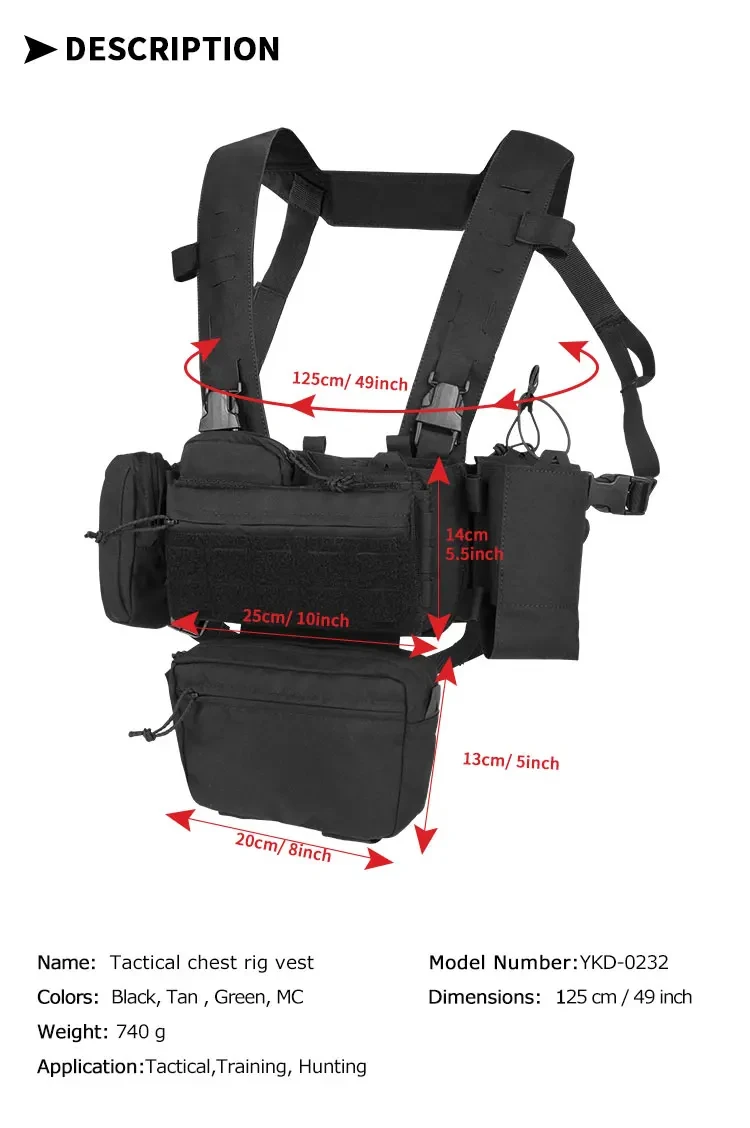 YAKEDA Tactical Chest Rig with Magazine Pouch Holder