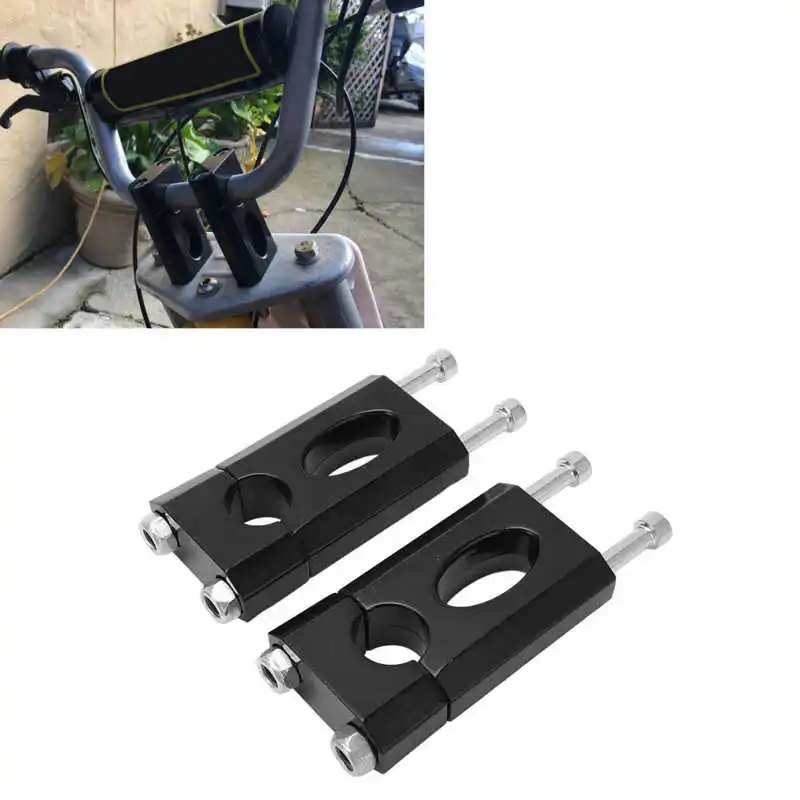 1 Pair 7/8in 22mm Handlebar Mount Clamp Riser Aluminum Black Coating