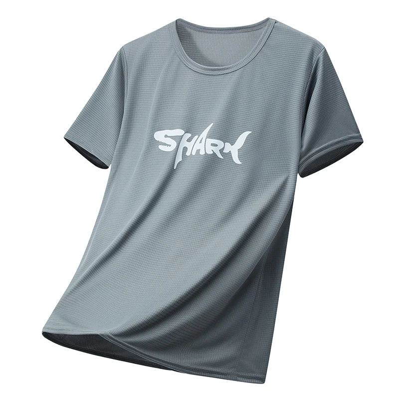 4/1 Pack Summer Men's Plaid Shark Letter Short Sleeve Casual Fashion Sports T-shirt Plus Size Loose Fitness Running Joker Top