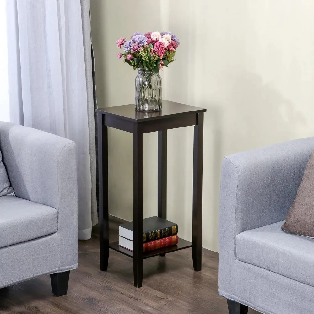 

Small Rectangular Wood End Table, Dark Coffee Finish Side Table End Table