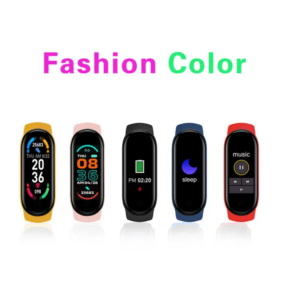 M6 Smart Watches Men Women Smart Watch Heart Rate Fitness Tracking Sports Bracelet Color Screen Smart Bracelet For Mobile Phone