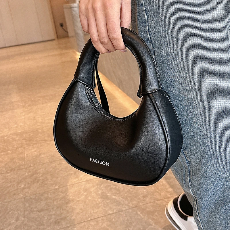 

Fashion Hobo Bag For Women 2023 New Designer Half Moon Handbag Black Soft Leather Clutch Bag Purse Small Shoulder Crossbody Bags