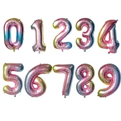 Purple Number Balloon for Kids' Birthday Celebration - 32 - Inch Party Decoration (Rainbow)