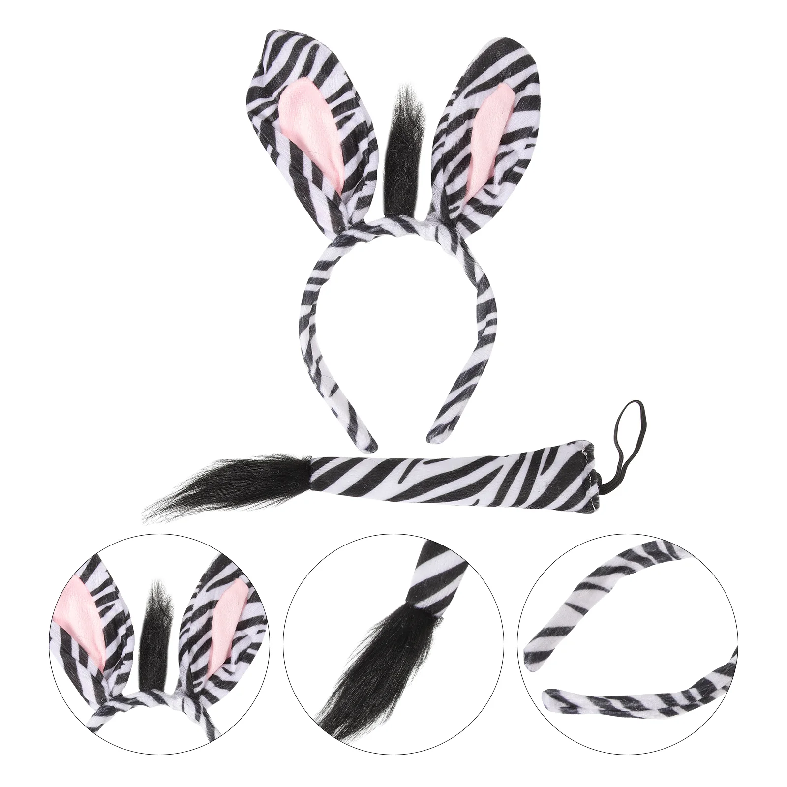 

3pcs in 1 Set Kids Zebra Costume Funny Zebra Ears Headband Bowtie Tail Favors