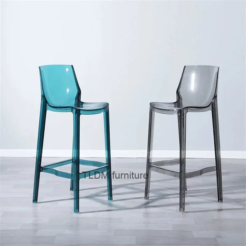 

Modern Acrylic Bar Chairs Commercial High Foot Counter Stool High Chair Nordic Plastic Crystal Bar Stools for Kitchen Furniture