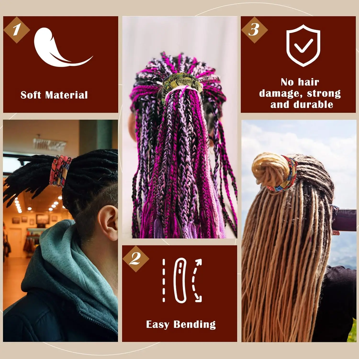 Ethnic Style Colored Spiral Braid Bendable Hair Accessory