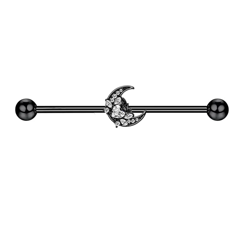 

Moon Heart Stainless Steel Eearring Piercing Industrial Barbell Bar Scaffold Ear Cartilage Helix Body Jewelry wholesales mix 3