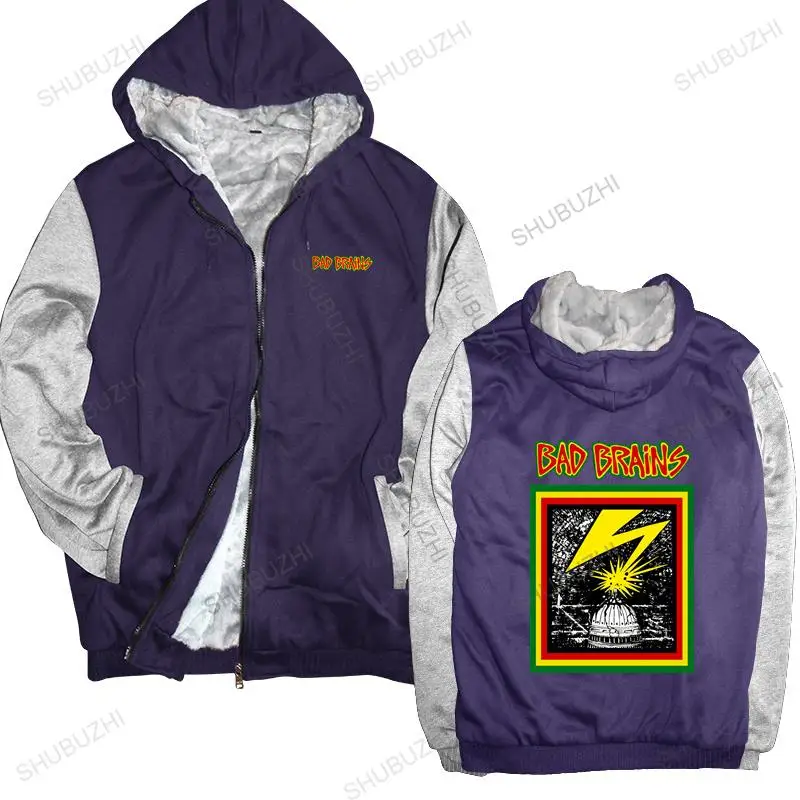Warm Coat Men Fleece Hoody Bad Brains Jacket - First Album Ufficiale Hardcore Black Flag Punk Men Winter Felpa Drop Shipping