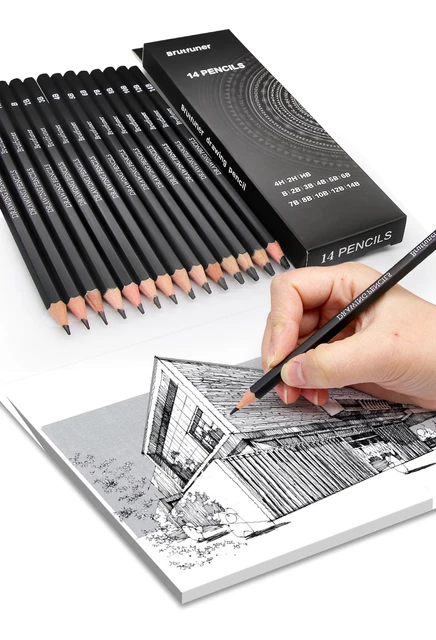 Kit De Lápices De Dibujo Profesional 14 Pcs (14B-4H) Lápiz De Grafito Para  Bocetos/Sombrar Para Artistas Suministros De Arte