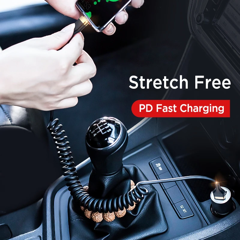 Right Angle Coiled USB C Fast Charging Cable