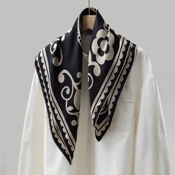 Elegant Versatile Silk Twill Scarf - Luxurious Heavyweight Mulberry 70 Square Fashion Accessory - 65 x 65 cm (Xwc793 - 1 chanel style camellia (single - sided print)