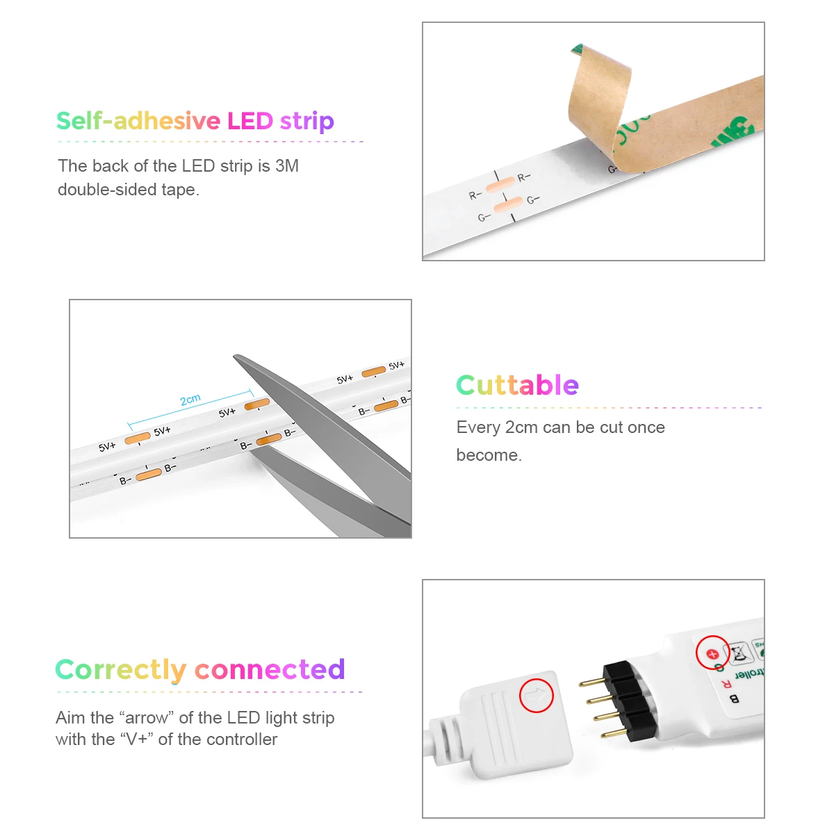 8MM 576LED/M 블루투스 RGB COB LED 스트립 빛 USB LED 테이프 리본 TV 백라이트 원격 디밍이 가능한 스마트 야간 조명
