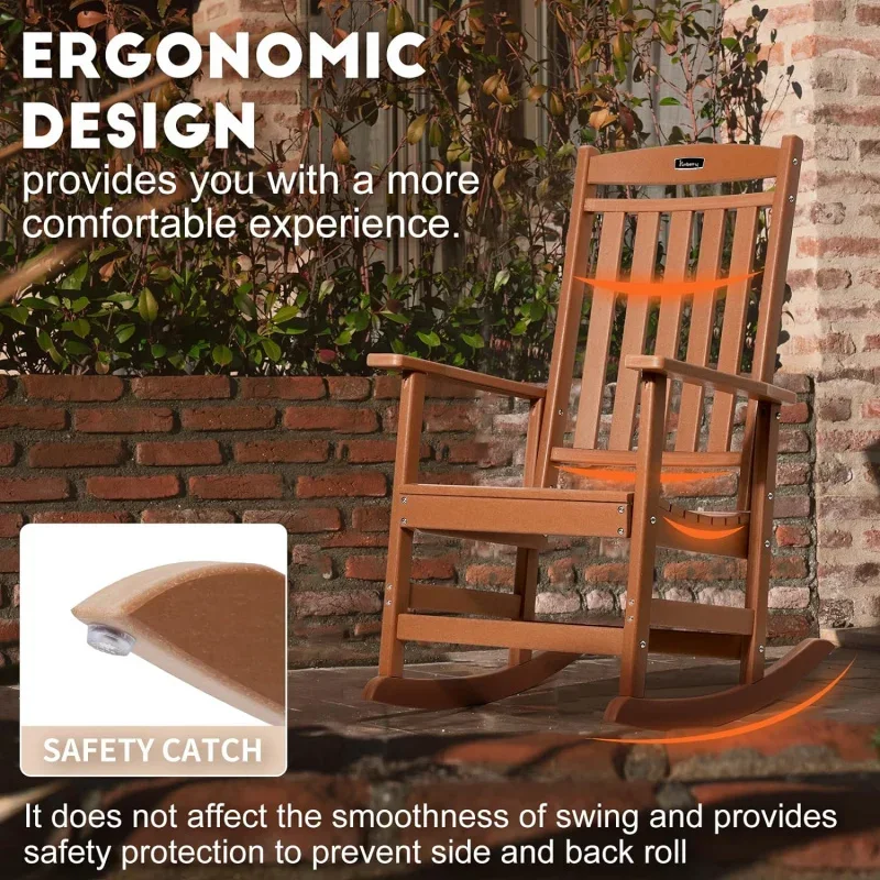 Patio Rocking Chairs Set of 4,Poly Lumber Rocker,All Weather Outdoor,High Back Porch ,Cracker Barrel