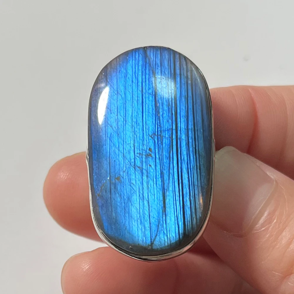 Natural Stone Irregular Shape Bead Labradorite Ring Adjustable Finger For Women Men finger ring adjustable rings