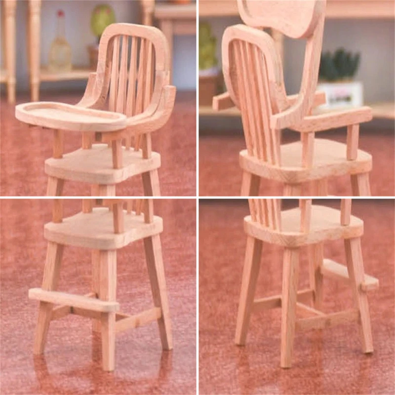 

1Pc 1:12 Dollhouse Miniature Chair Baby Seat Dining Chair Furniture Model Kitchen Furniture Accessory