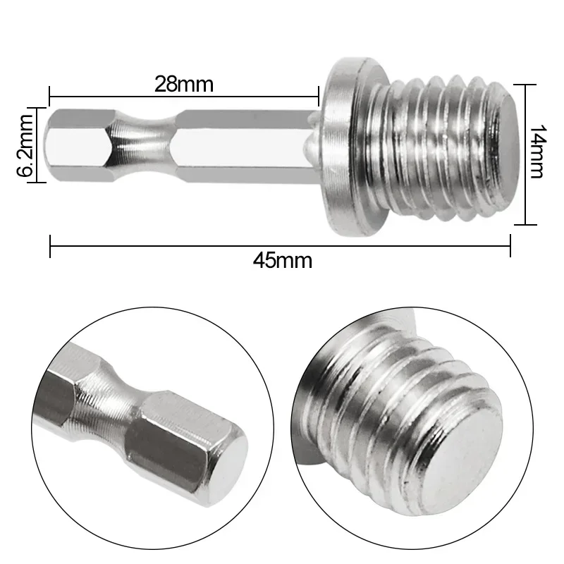 Adapter Mill Grinder Polishing Connecting 1/4 Drill Screw Thread Electric Rod Tools Angle Handle Hex Accessories 1pc hex shank drill adapter m14 screw thread polishing pad connection rod for electric angle mill grinder polisher power tools