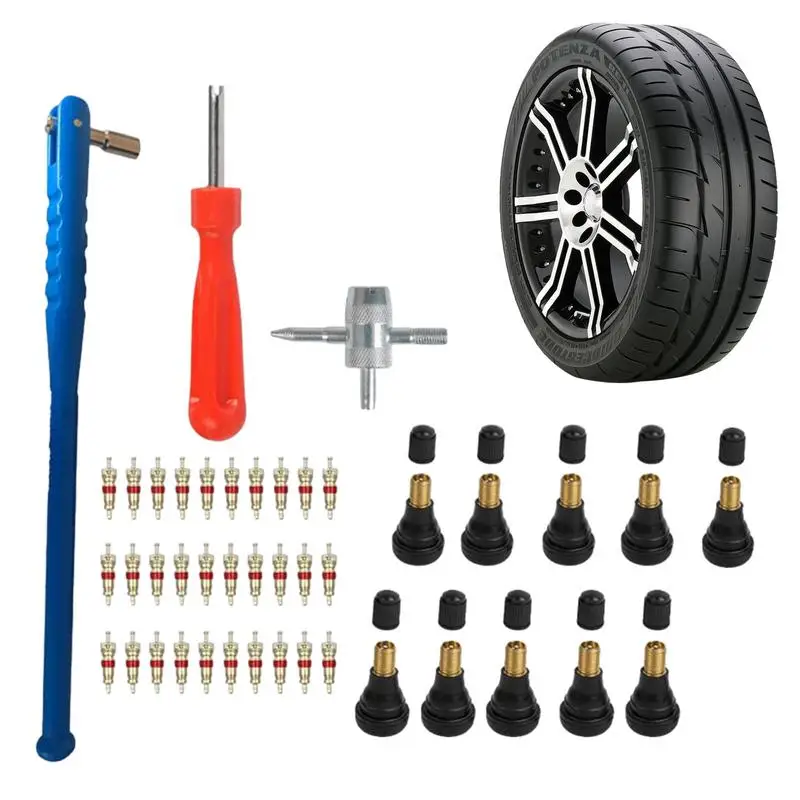 

Car Tyre Valve Removal Tool kit Portable Tire Valve Core Remover Installer Universal 43Pcs Set of Valve Cores Tire Repair Tools