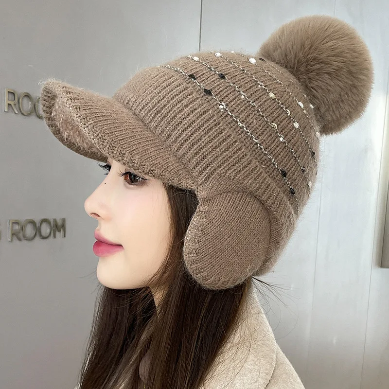 Women Winter Octagonal cap Outdoor Cycling Ear Protection Warmth Peaked Cap Casual Fashion Sun hat Bomber Hats