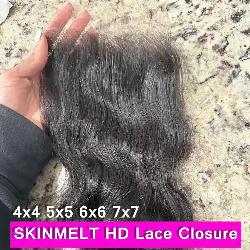 Body Wave SKINMELT HD LACE Closure 5x5 6x6 7x7 HD Lace Closure SKINLIKE Lace Human Hair Pre-Plucked Invisiable
