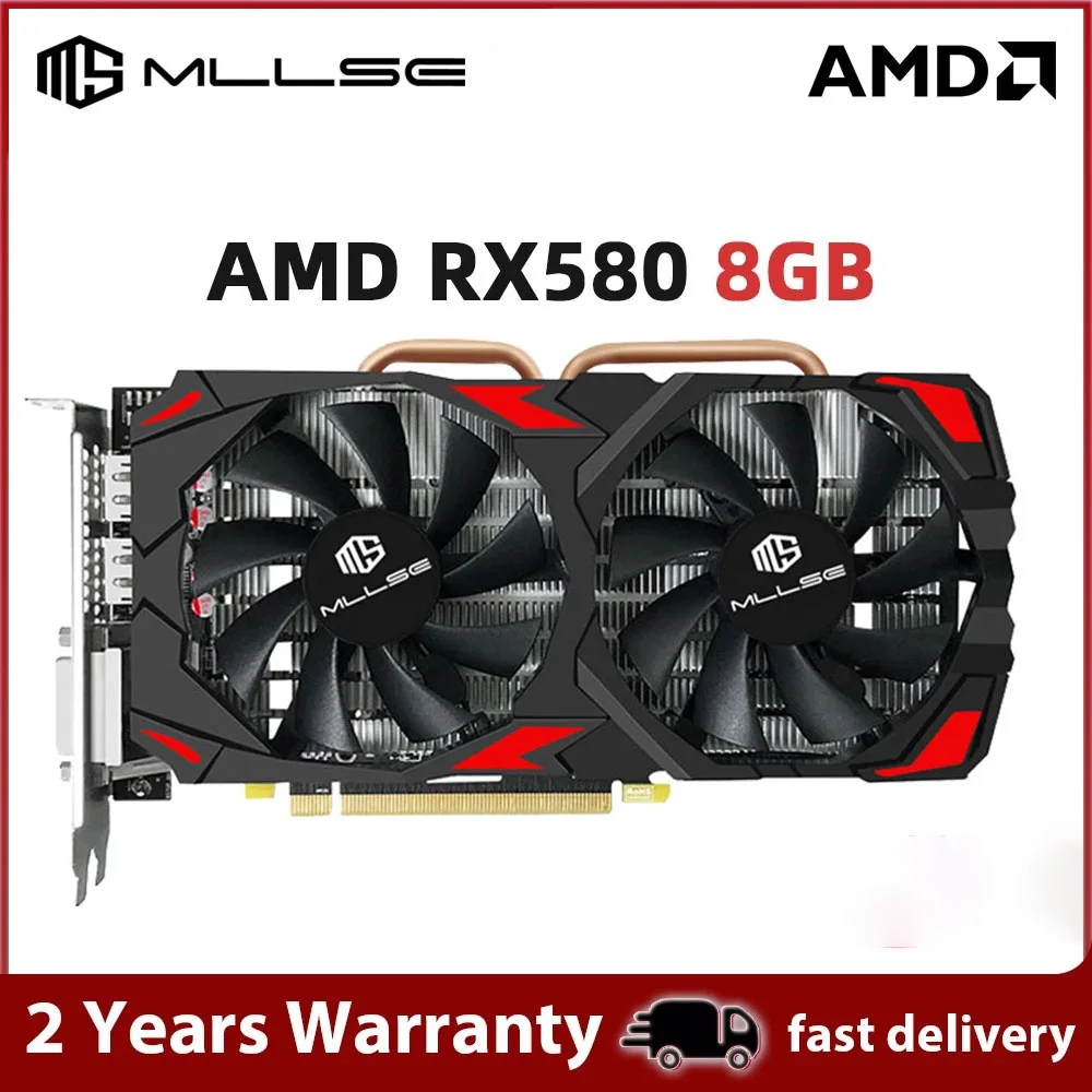 Mllse New Graphics Card Amd Rx 580 8gb Gaming Gddr5 256bit 8pin Pcie 3