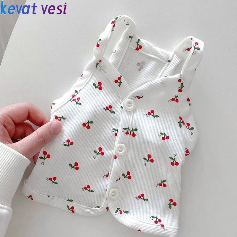 

Summer Dog Sling Thin Breathable Dog Vest Fresh Cherry Pet Clothes for Small Medium Dogs Cats Chihuahua Schnauzer Bichon Costume