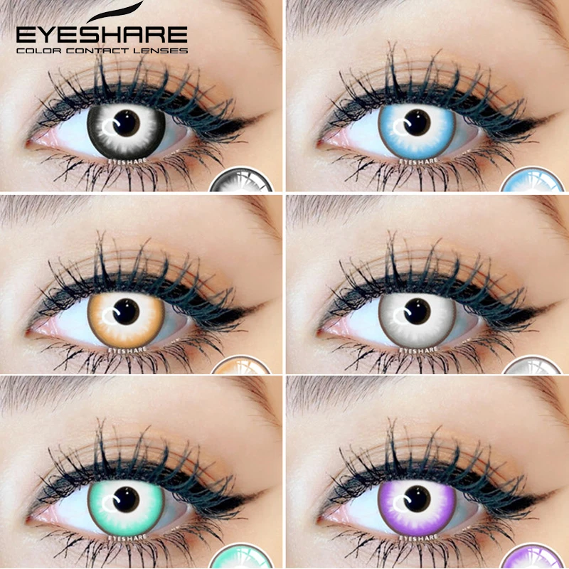 Цветные контактные линзы EYESHARE для косплея аниме глаз голубые черные Хэллоуина