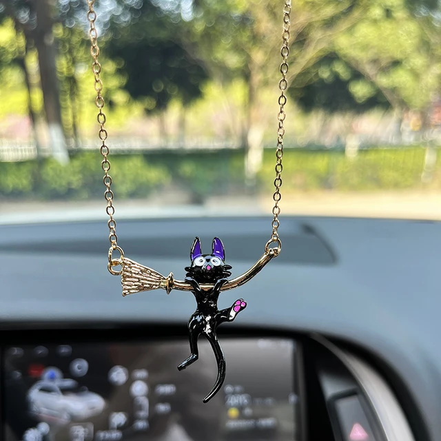 Pendentif de rétroviseur de voiture Anime pour femmes, décoration  intérieure de voiture, mignon, drôle, chat noir, accessoires de voiture,  cadeaux - AliExpress