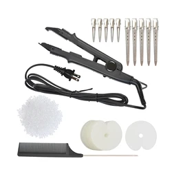 Hair Extensions Fusion Heat Iron Connector 50 Pcs Single Hole Heat Shield Guards 10 Pcs Hair Clips 50g Keratin Beads