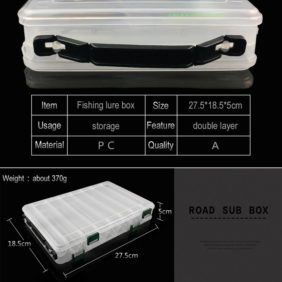 

One Piece 27cm*18cm*5cm 14 Compartments Double Sided Fishing Box Fishing Tackle Box Lure Bait Hooks Tackle Waterproof Storage