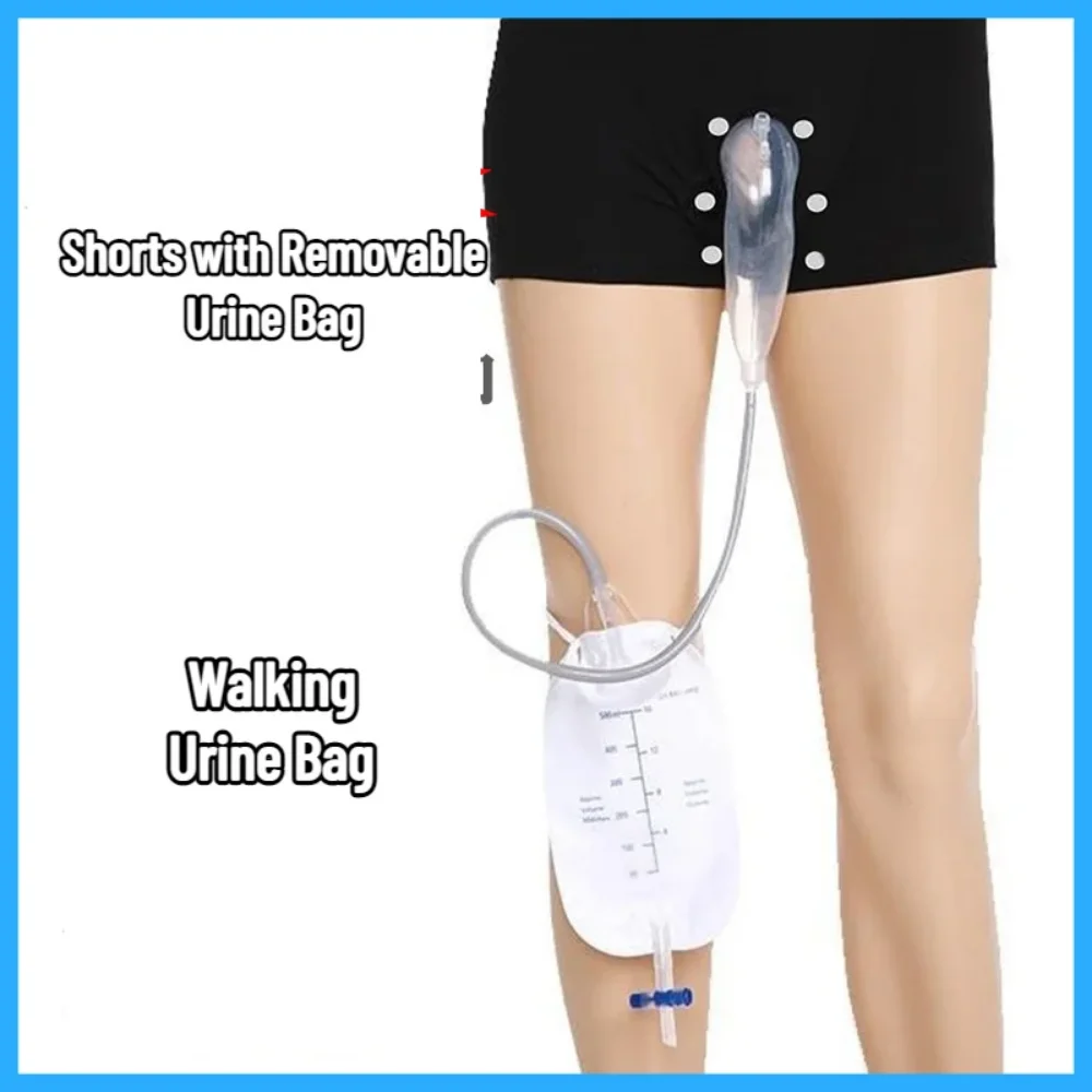 Removable Shorts Urine Bag Reusable Underwear Walking Urine Bag Funnel Pee Holder Leak-proof Diaper Bedridden Patient