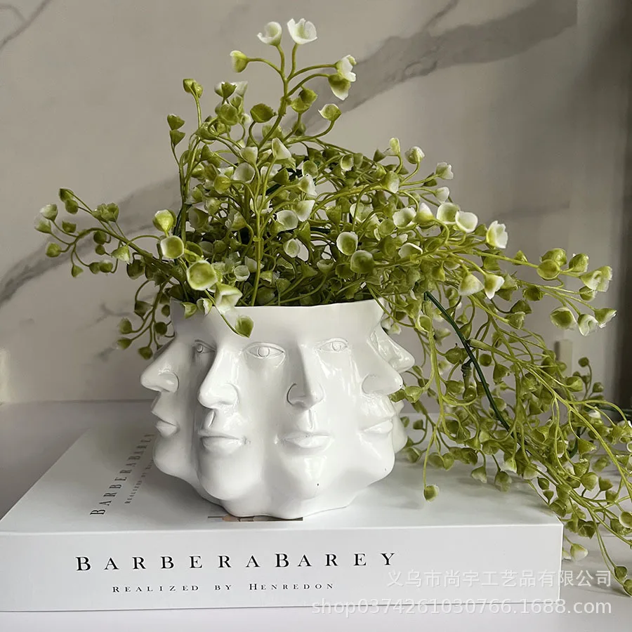 Nordic Human Face Shape Decorative Vase Home Decor Ceramic Men Face Flower Vase Pot Decoration Modern Room Decoration Art Home 3