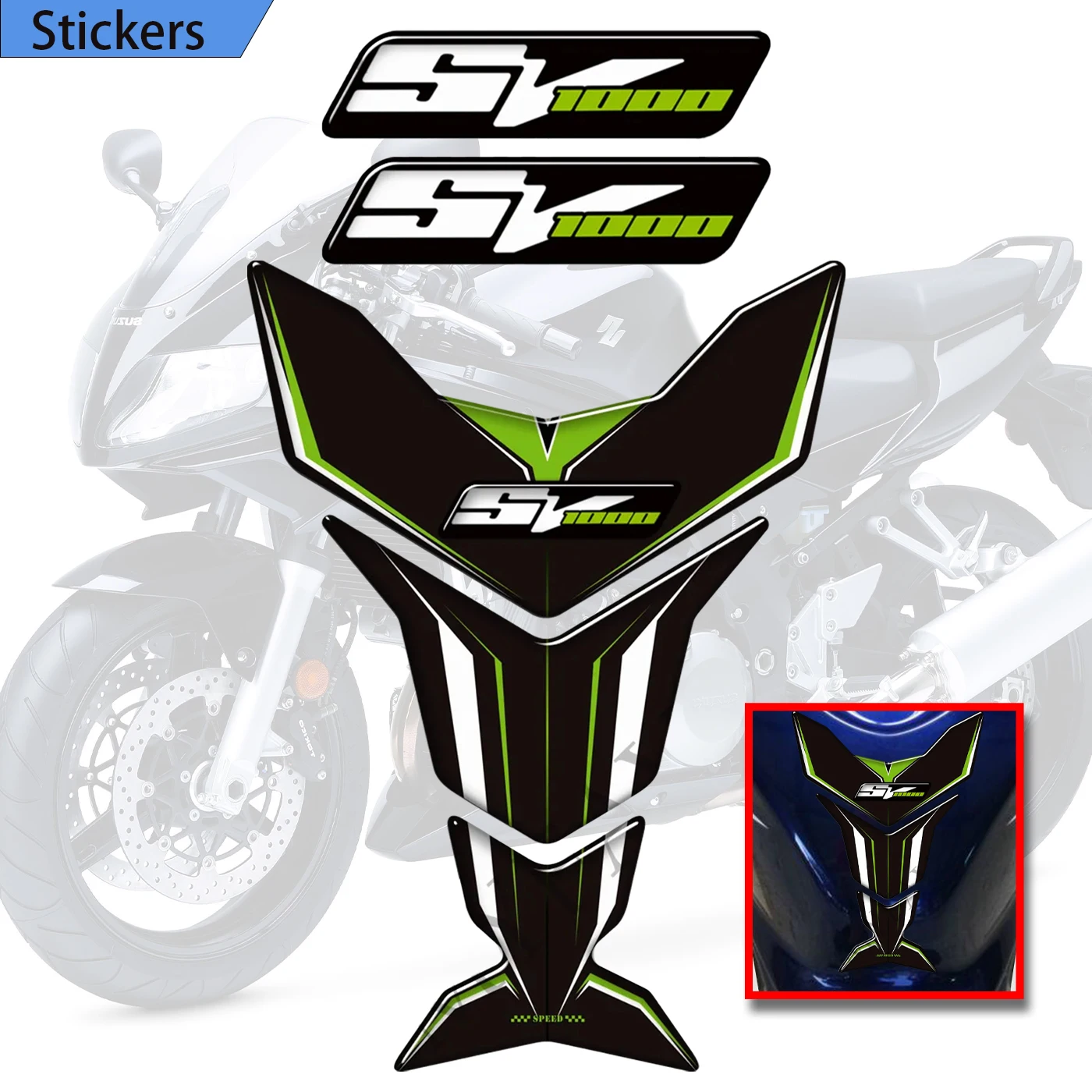 Per Suzuki Sv1000 Sv 1000 S Tank Pad Adesivi Protezione Carburante Decalcomania Ginocchio