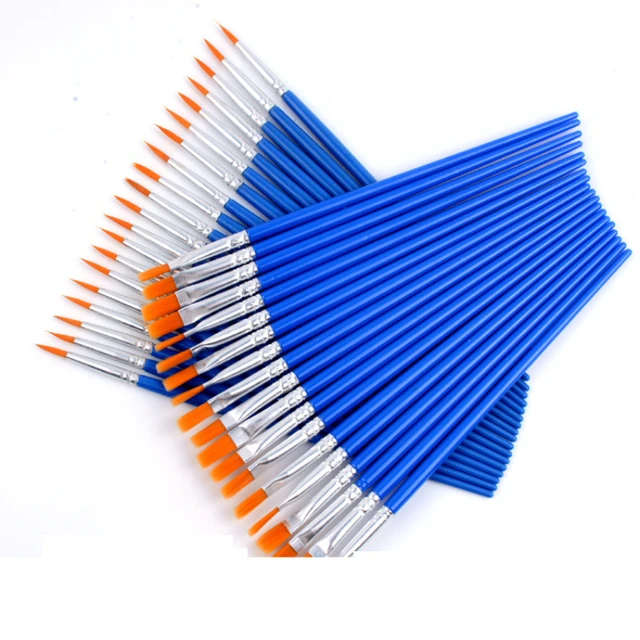 10pcs Thin Hook Line Pen Flat Round Pointed Paint Brushes Nylon Hair Brush  Painting Pen Craft