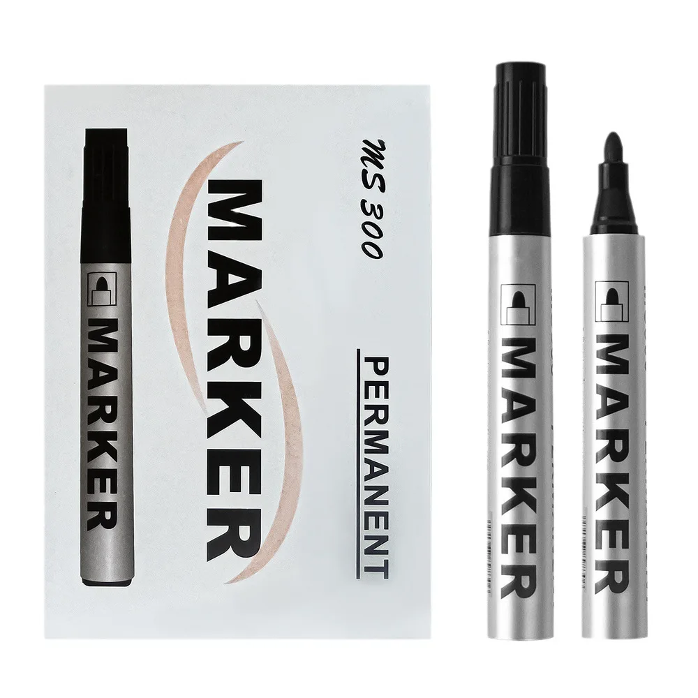 Permanent Marker 3/6/12Pcs/Set Permanent Art Marker Pen Fine Point Waterproof Ink ThinCrude Black Blue Red Ink 2mm Fine Color Marker Pens