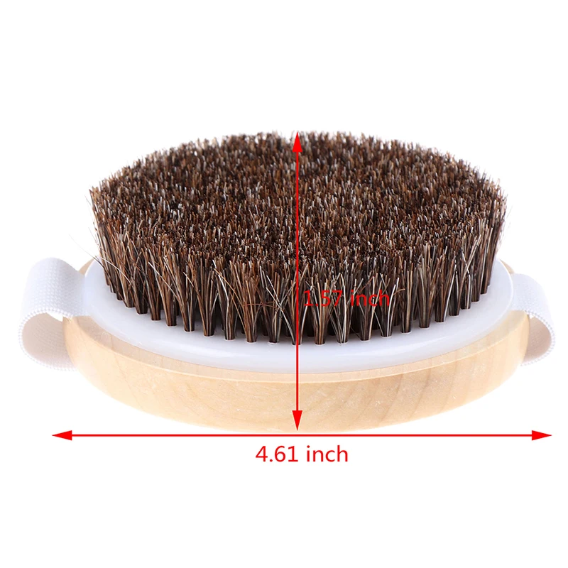 1X Wood Natural Horse Hair Bath Body Brush Cellulite Shower Dry Skin Exfoliation 6