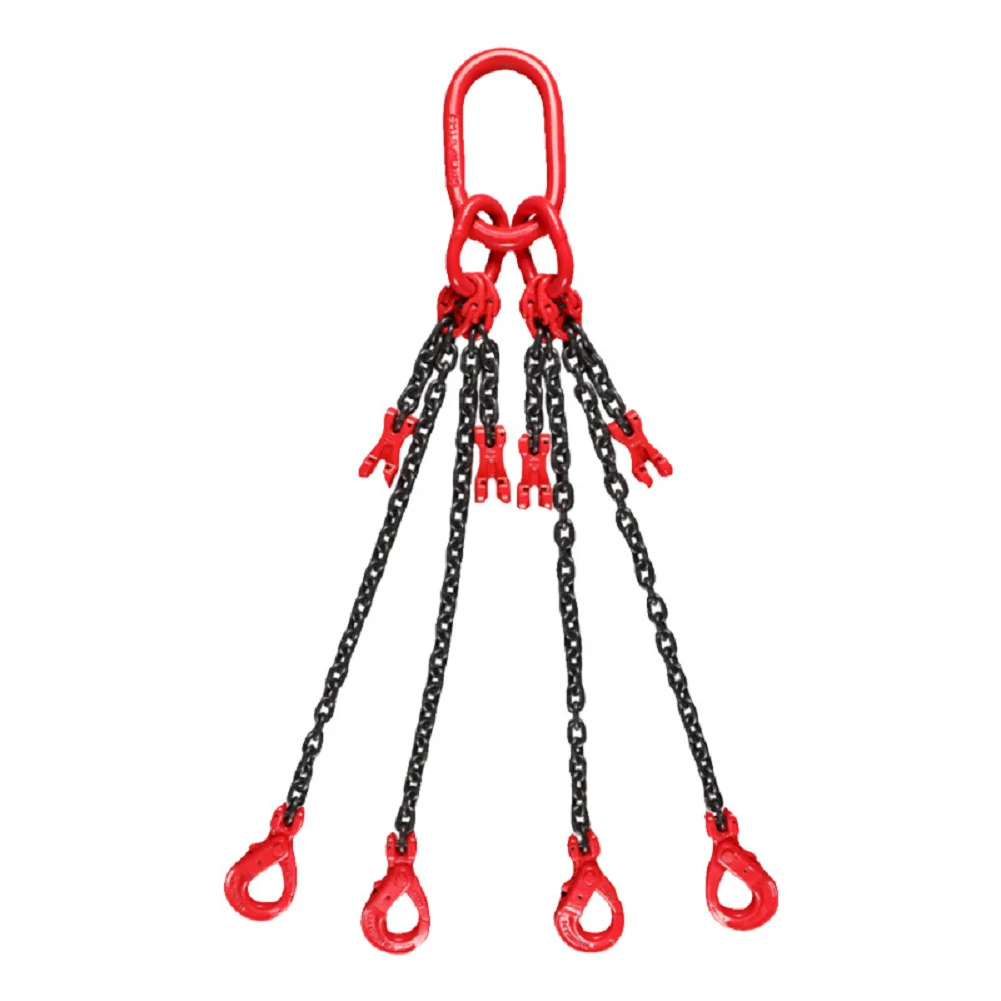 4 Point Lift Chains Rigging W/ Hook 4 Leg Chain Sling for Lifting Combination Lifting Chain for Engine Hoist Lifts