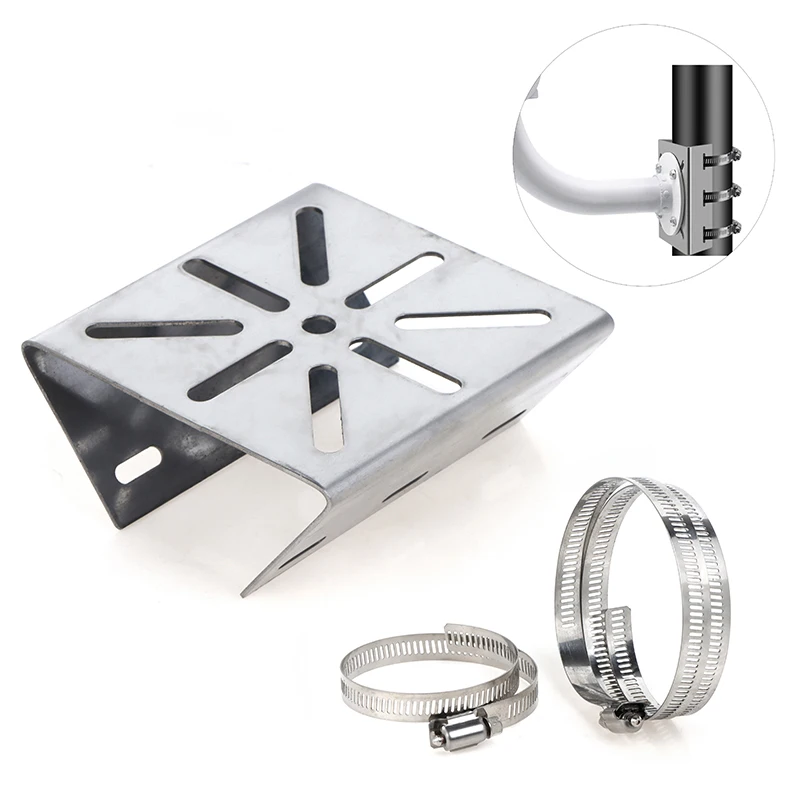Outdoor Pole Monitoring Bracket Univsesial Adapter Plate 100/200mm Long Hoop Stainless Steel Camera Mount Panel 1 Set