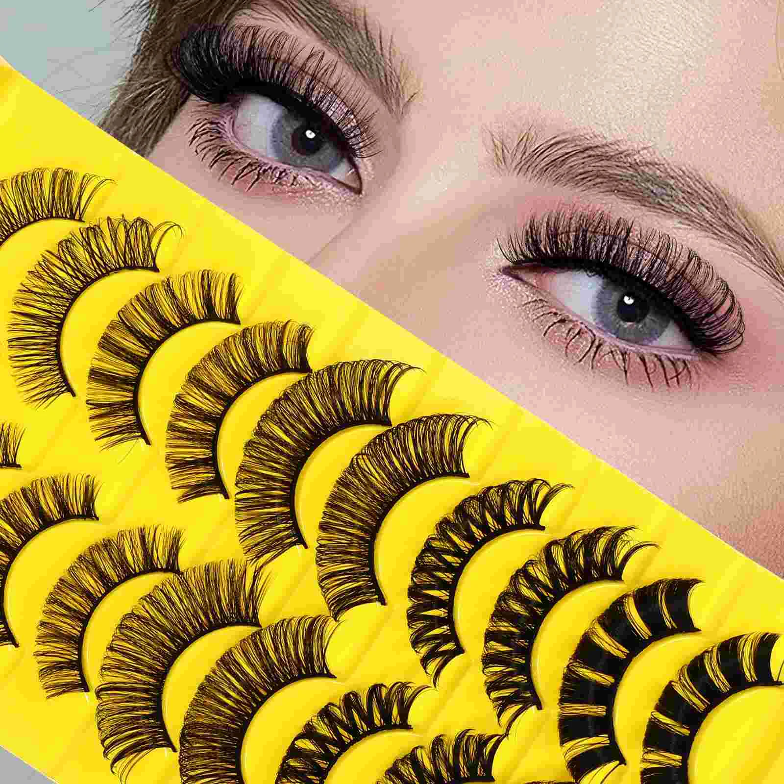 

10 Pairs Eyelashes False Women Makeup Tools Fluffy Accessories Fiber Fake Kit