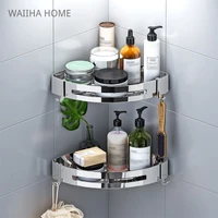 Stainless Steel Bathroom Shelves Corner Shelf Organizer Kitchen Sucker Wall Mounted Storage Corner Rack Bathroom Accessories 1