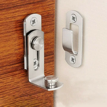 Door Lock Guard Latch Bolt 90 Degree Stainless Steel Toggle Latch Sliding Barn Door Lock Wine Cabinet Closet Right Angle Lock 2
