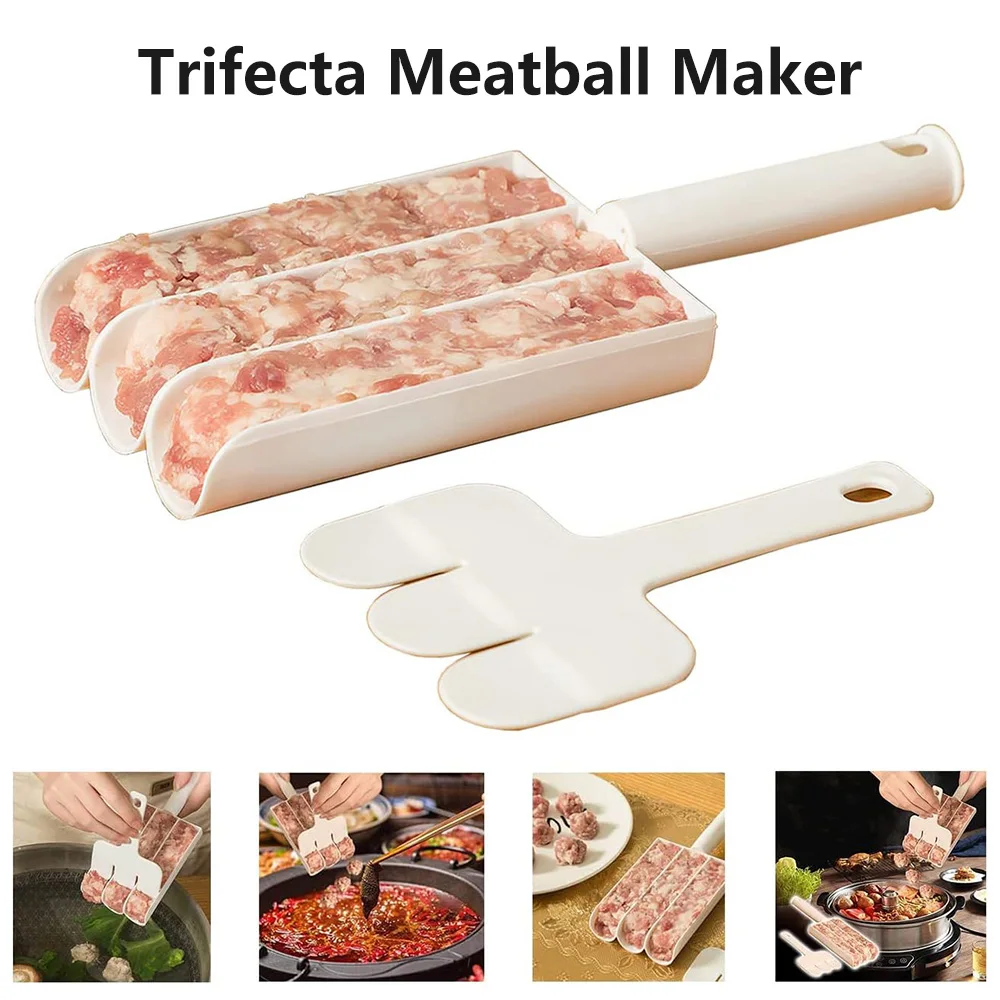 

Kitchen Meatball Maker Set Fried Fish Beaf Meat Making Balls Mold Spoon Meat Tools Triple Meatball Making Mold Kitchen Gadgets