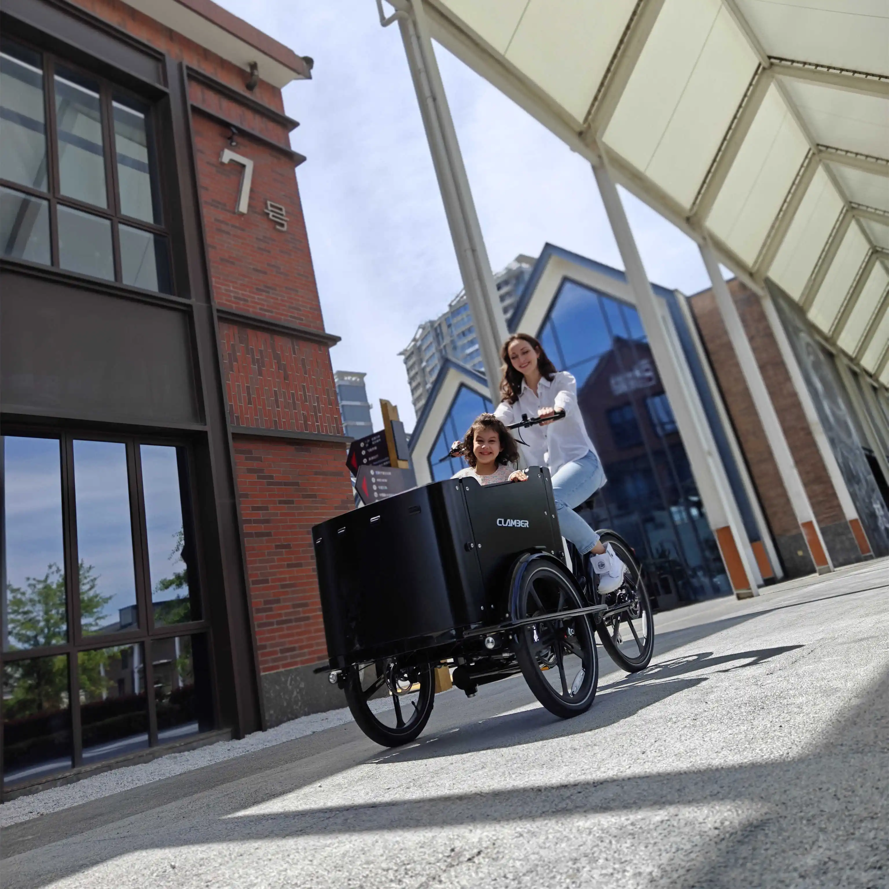 Dutch 3-Wheel Family Cargo Bicycle Front Box Trike Frame 250W Motor Power Rear Carrier Battery-Electric Bakfites