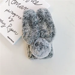 Soft Plush Furry Rabbit Bunny Fur Phone Case - Warm Winter Edition for Infinix Hot 40 (Dark Gray)