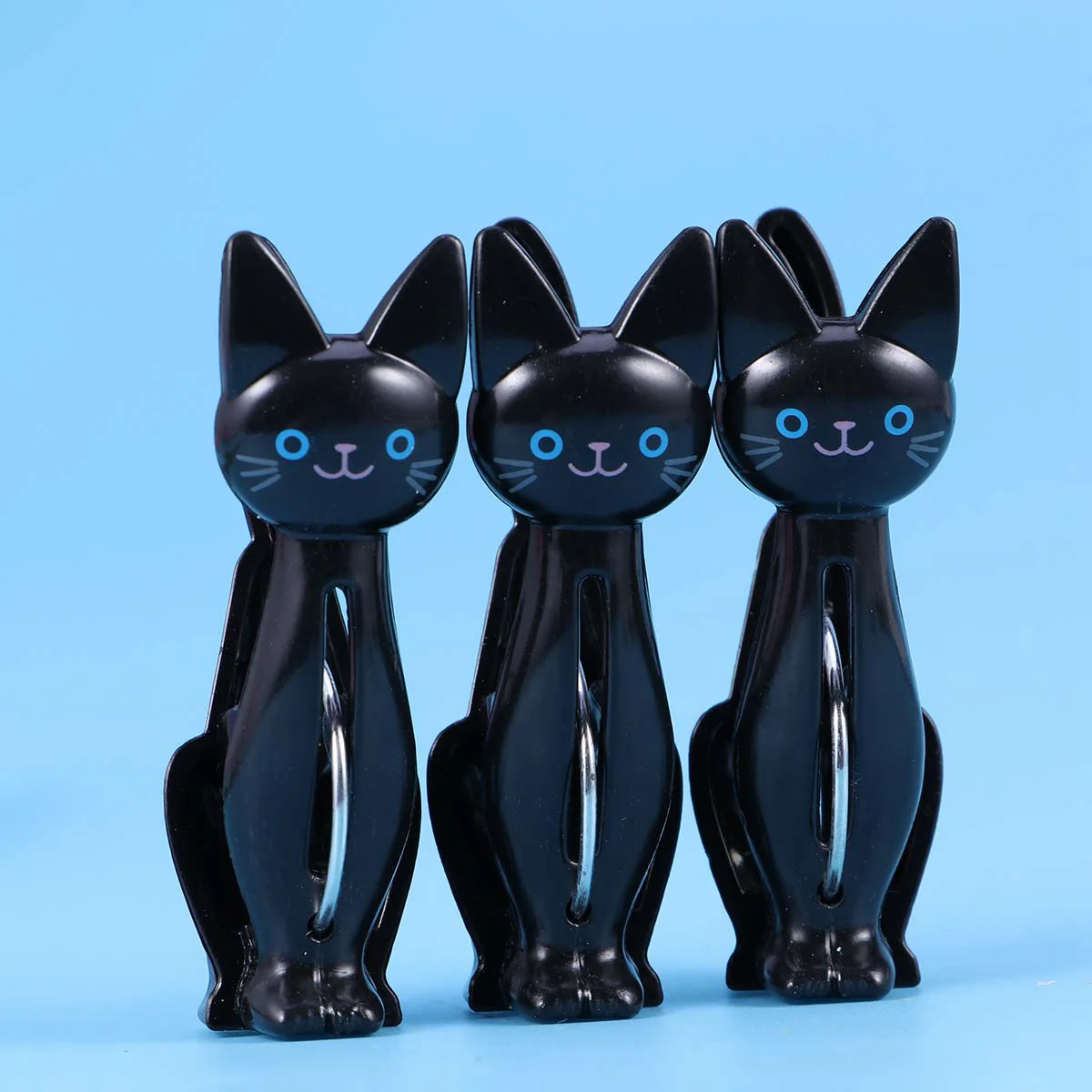 

4Pcs Clothes Cartoon Cat Clothes Pegs Creative Towel Laundry Clips Household Sealing Clips ( Black )