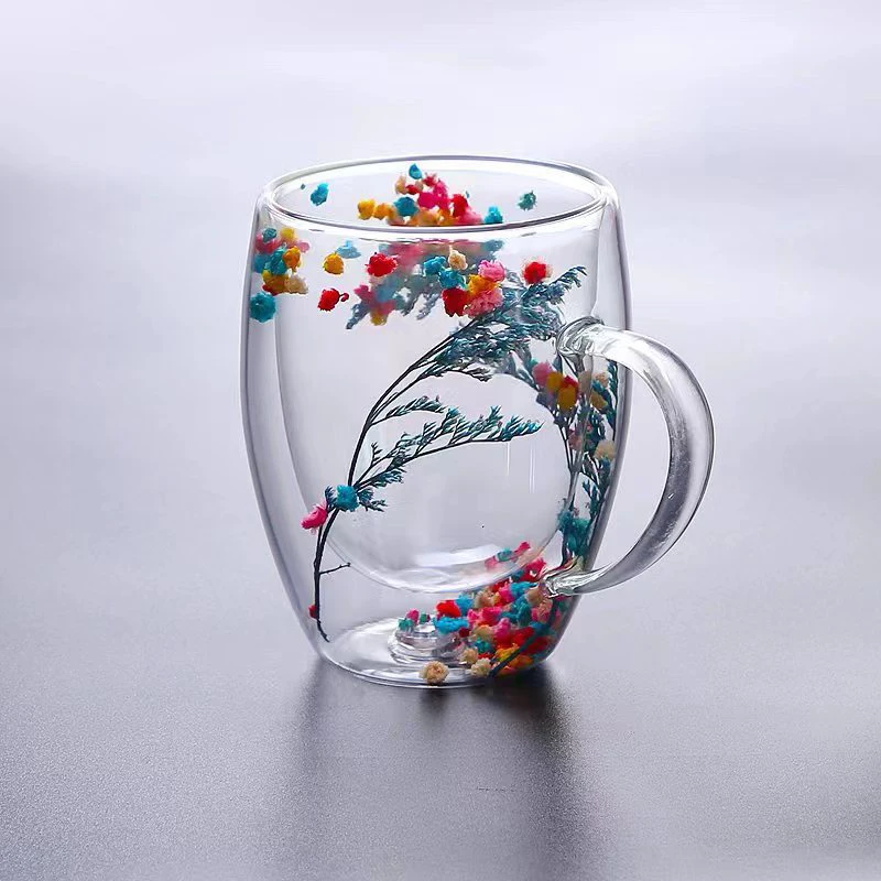 Petal Fancy Dried Flowers Double Wall Glass Mugs – Terra Powders