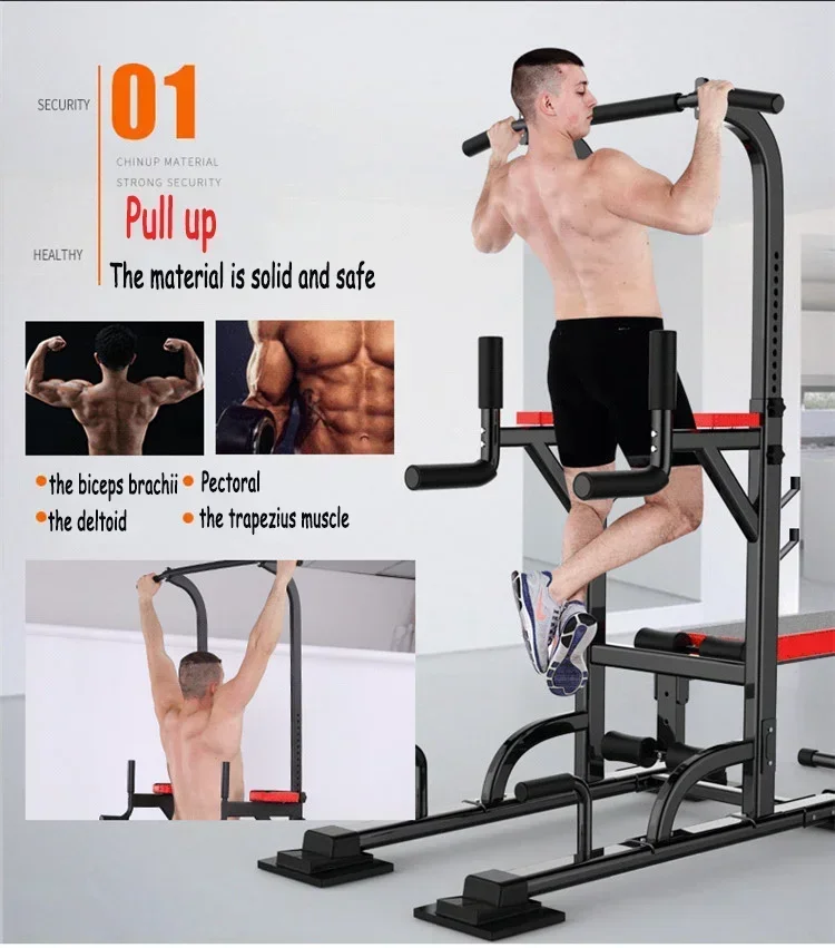 Multi station fitness power tower home gym equipment push up pull up bar station for arm and leg exercise squat rack