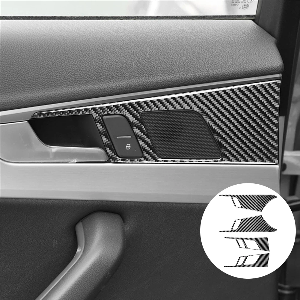 

Внутренняя Панель дверной ручки из углеродного волокна, декоративная накладка, наклейка для Audi A4 B9 2017-2019, автомобильные аксессуары, украшение интерьера