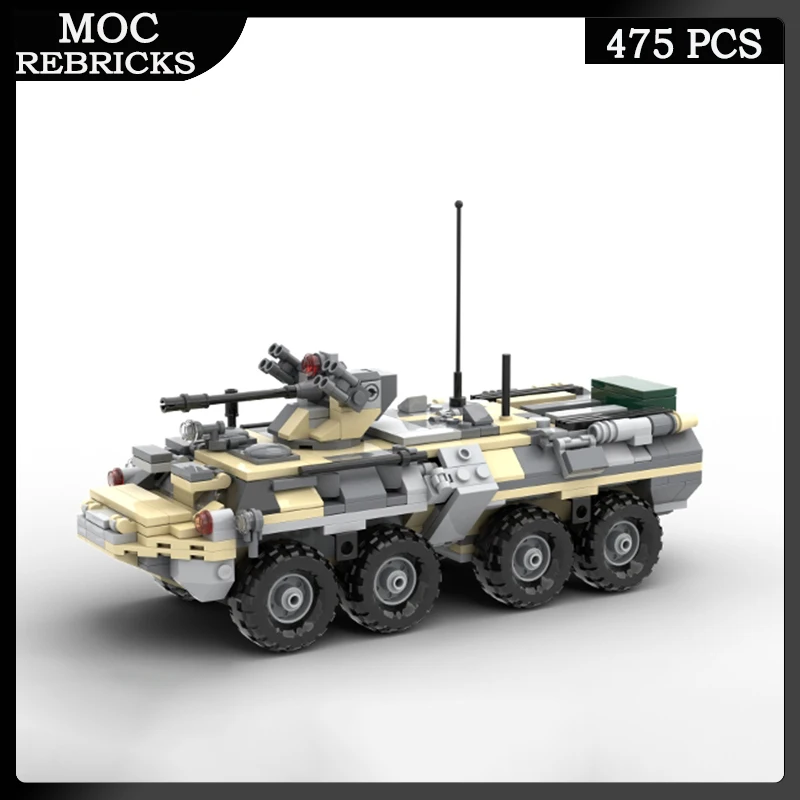 

WW II Military Weapons Armed Forces Vehicle MOC Building Block BTR-82A Wheeled Armor Car Bricks Toys Model Set Kid Xmas Gift