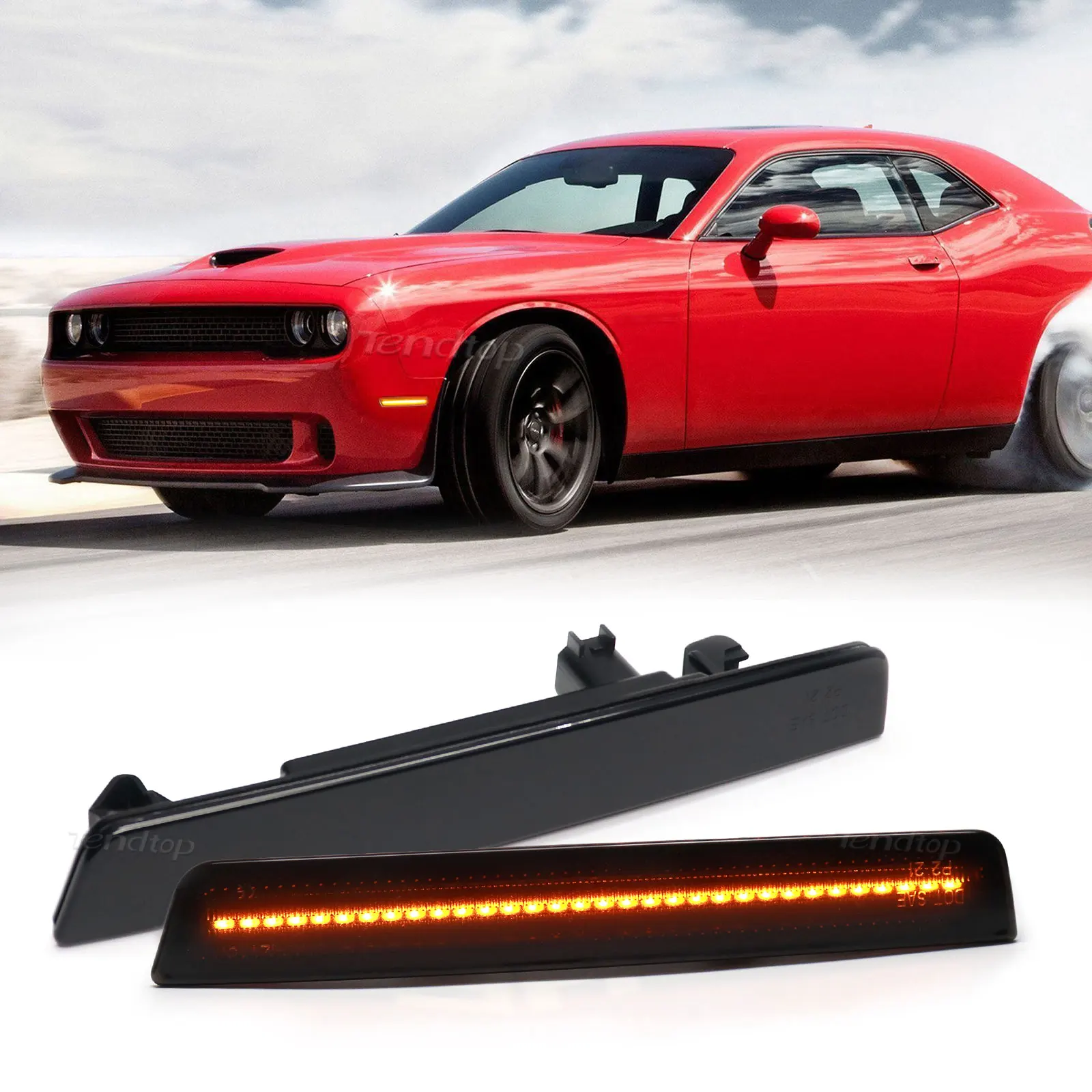 

Car LED Front Rear Side Marker Light LED Side Red Driving Light for Dodge Challenger 2015-2022 Direct Replacement Indicator Lamp